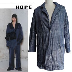 HOPE STHLM Stockholm 💯 Cotton Made In Italy Oversized Denim Blazer Jacket  S